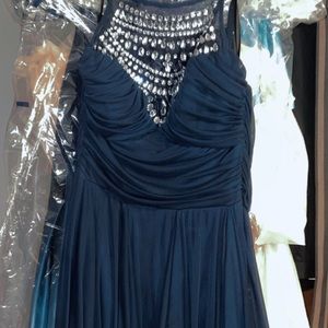 High to low navy blue dress